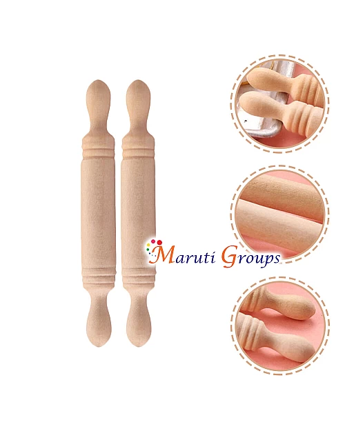 2pc Wooden Mini Rolling Pin – Small Dough Roller (14cm x 2cm)