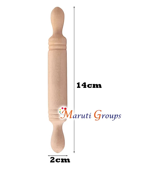2pc Wooden Mini Rolling Pin – Small Dough Roller (14cm x 2cm)