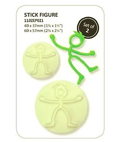Stick Figure Pop It Cutter - Cake Decorating Mold Set (2pcs)