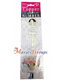 Numbers 2 Cake Topper for cake decorating - Silver