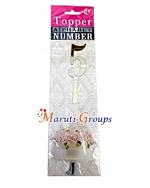 Numbers 5 Cake Topper for cake decorating - Silver