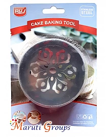 2-in-1 Round Mousse Mould & Cappuccino Stencil – Flower Design | 8cm | Height 4cm