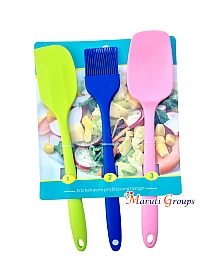 3pc Silicone Pastry Brush, Spatula, and Mixing Spoon Set