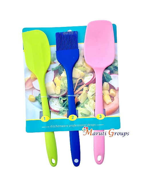 3pc Silicone Pastry Brush, Spatula, and Mixing Spoon Set