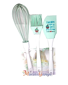3pc Silicone Pastry Brush, Spatula, and Whisk Set