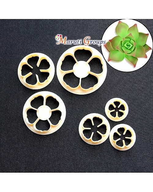 Desert Rose Cookie Cutter Set - 6pcs Succulent Plants Rose Cookie Cutter for Cake Decoration
