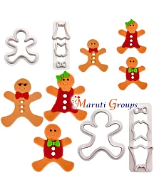 Christmas Gingerbread Man Cookie Cutters Set - 4pcs Funny Boy and Girl Lebkuchen Biscuit Cutters - Plastic