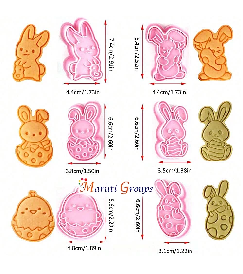 6pcs Easter Rabbit, Egg, Chick Cookie Cutter Set
