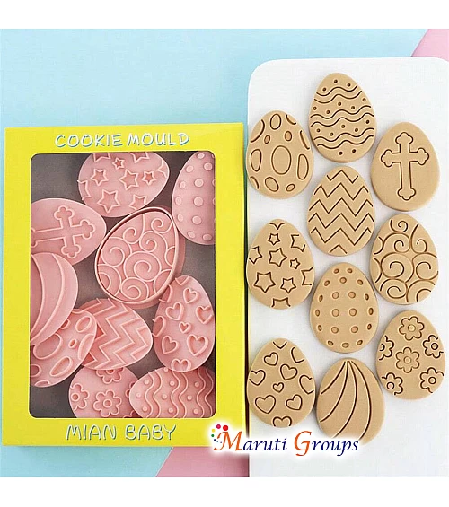 10pc Mixed Shape Easter Egg Cookie Cutter Set