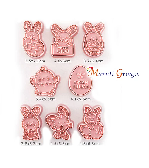 8pcs Easter Cookie Cutter Set – Rabbit, Easter Egg, Carrot & Chick Shapes