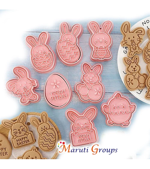 8pcs Easter Cookie Cutter Set – Rabbit, Easter Egg, Carrot & Chick Shapes