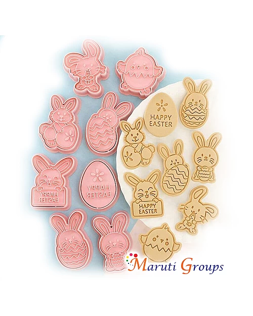 8pcs Easter Cookie Cutter Set – Rabbit, Easter Egg, Carrot & Chick Shapes