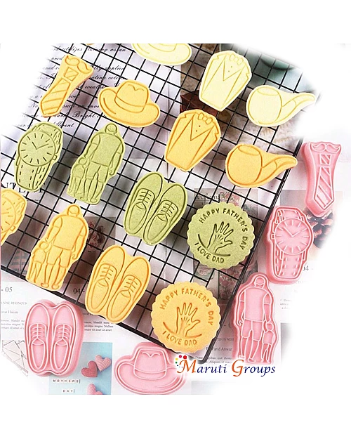 8pc Fathers Day Cookie Cutter and Stamp Set – Tie, Bow, Watch, Suit, Father & Child