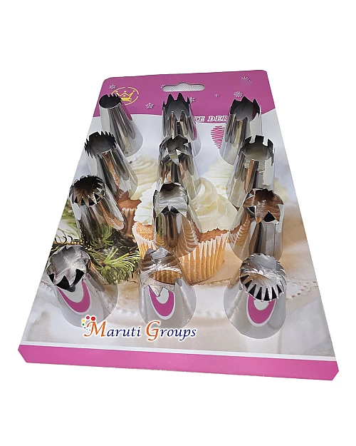 12pc Nozzle Set – Stainless Steel Piping Tips for Cake Decorating