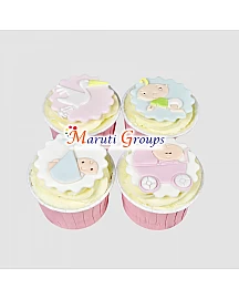 Adorable Baby Icing Cutter - Fondant Stork Pushchair Baby Shower Cutting Tool