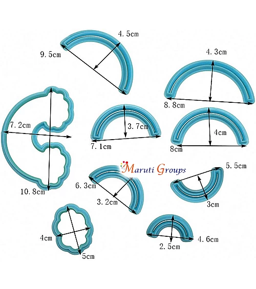 9 pcs Rainbow & Cloud Fondant Cutter Set - Cake Decorating Tools