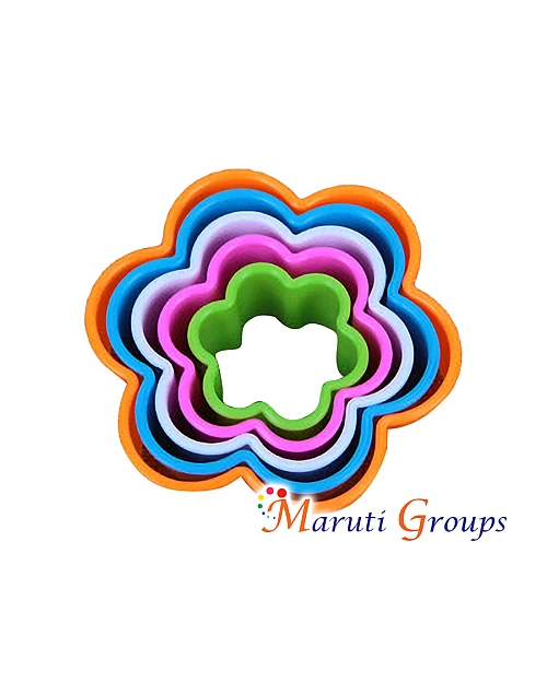5pc Plastic Flower Cookie Cutter Set - Multi-Color