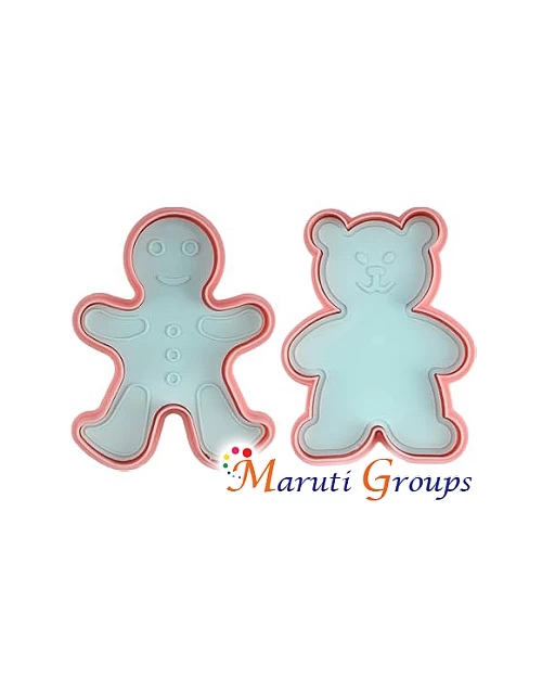 2pc Gingerbread Men and Teddy Bear Plunger Cutter Set