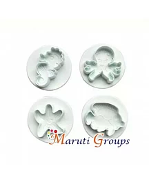 4pc Sea Animal Plunger Cutter Set - Seahorse, Starfish, Fish Cookie Cutters