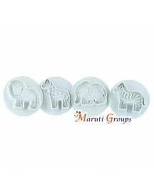 4pc Zoo Animals (Lion, Elephant, Giraffe, & Zebra) Plunger Cutter / Cookie Cutter