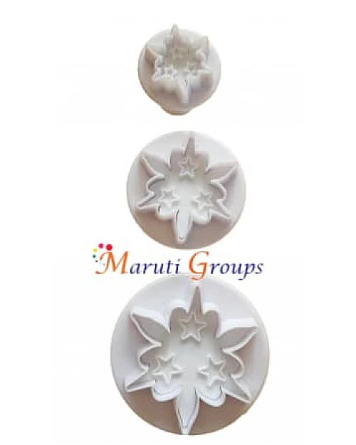 3pc Stars & Flowers Plunger Cookie Cutter Set