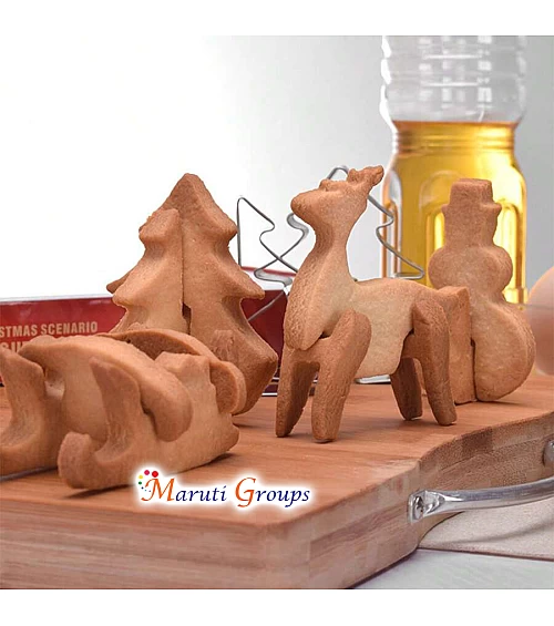  18pc Christmas Gingerbread House Cookie Cutter Set - 3D Stainless Steel (Snowman, Deer, Star, Tree)