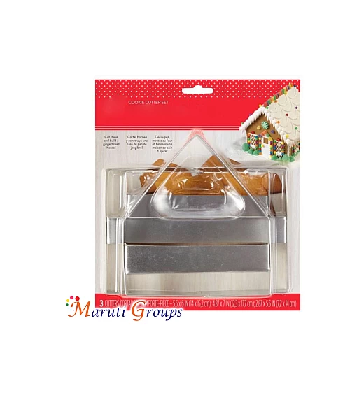 3D Gingerbread House Cutter Set of 3 - Stainless Steel