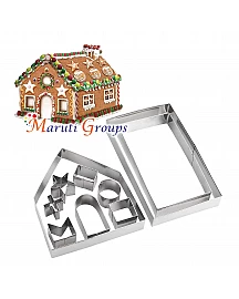 10pcs Stainless Steel Christmas House Cookie Cutters - Gingerbread & Snowhouse Baking Set