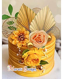 1pcs Cake Topper Flower Cake Topper Gold Cake Decorations with Artificial Cotton Ginkgo Leaves and Balls for Birthday Party Wedding Baby Shower  / Ginkgo Biloba Cake Topper Gold
