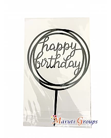 Happy Birthday Cake Topper for cake decorating -  Black