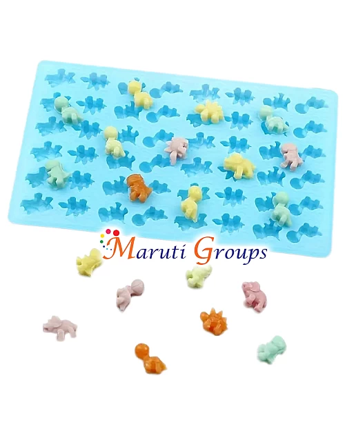 2pc Jelly Dinosaur and Silicone Dropper Chocolate Silicone Mould – 48 Cavity (19cm x 11.6cm)