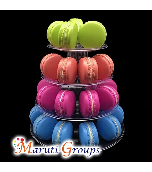 4-layer Round Macaron Tower Cake Stand Macaron Display Rack for Wedding Birthday Dessert Stand Cake Plate