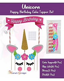 Unicorn Happy Birthday Cake Topper for cake decorating - Design 2
