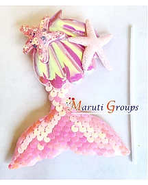 Mermaid Theme Happy Birthday Cake Topper for cake decorating -  Pink