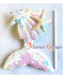 Mermaid Theme Happy Birthday Cake Topper for cake decorating -  White