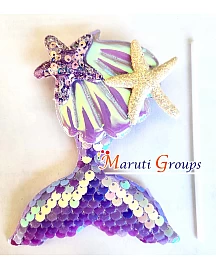 Mermaid Theme Happy Birthday Cake Topper for cake decorating -  Purple