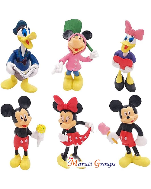 6pcs Mickey Minnie Character Set – 3D Standing Cake Decorations for Birthday Parties