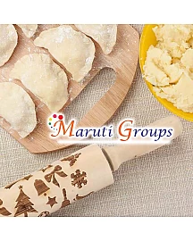Wooden Christmas Pattern Rolling Pin