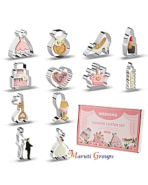 12pcs/set Stainless Steel Wedding-themed Cookie Mold Diy Baking Tool Set Valentine's Day Cookie Cutter Baking Accessories