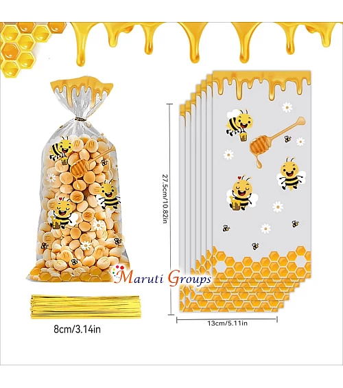25pcs/Lot DIY Little Bee Candy Bags – Gift Bags, Cellophane Bags for Sweets & Chocolate (27.5cm x 13cm)