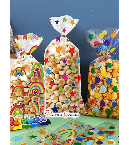 25pcs Lot DIY Rainbow Theme Candy Bags – Gift Bags, Cellophane Bags for Sweets & Chocolate (27.5cm x 13.5cm)