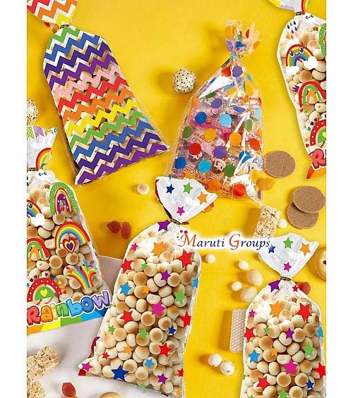 25pcs Lot DIY Rainbow Theme Candy Bags – Gift Bags, Cellophane Bags for Sweets & Chocolate (27.5cm x 13.5cm)