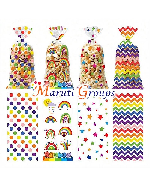 25pcs Lot DIY Rainbow Theme Candy Bags – Gift Bags, Cellophane Bags for Sweets & Chocolate (27.5cm x 13.5cm)