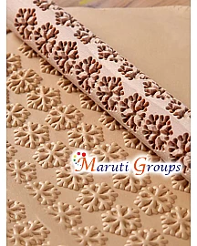 Snowflake Wooden Christmas Pattern Rolling Pin, Biscuits and Dough With Patterned Design