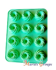 Spiral /  Swirl Chocolate Molds 12-Hole Mini Baking Mold for Chocolate, Candy, Jelly, Ice Cube, Muffin