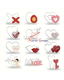 12pcs/set Stainless Steel Valentine's Day / Wedding-themed  Cookie Cutter Baking Accessories