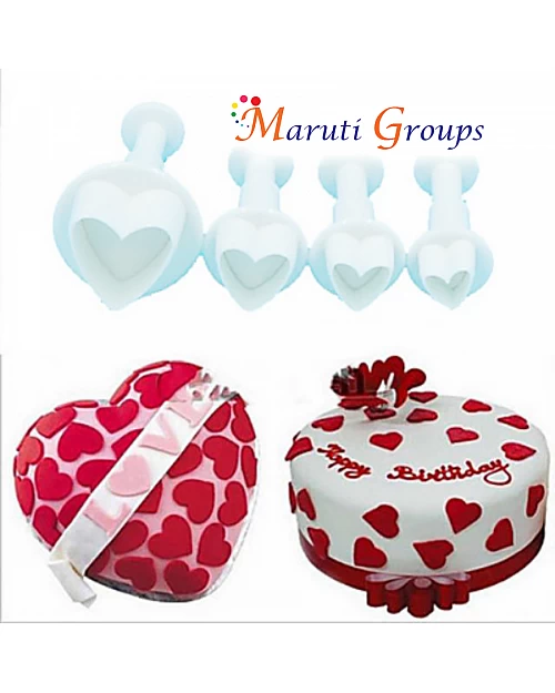 3pc Mini Heart Plunger Cookie cutter