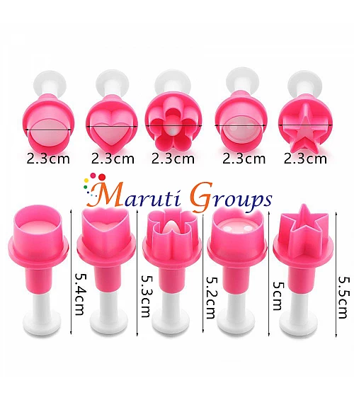 Mini Round Heart Flower Button Round, Star Shape Plunger Cookie Cutter