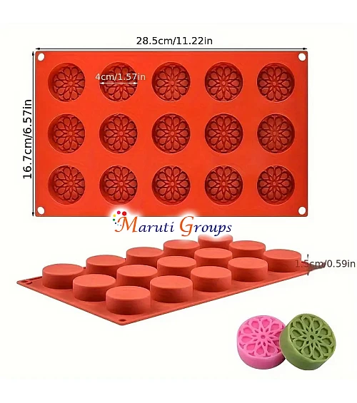 Round Burfee Penda Sweetmeat Silicone Mould – Chocolate & Sweet Mould (28.5cm x 16.7cm, Cavity Size 4cm)