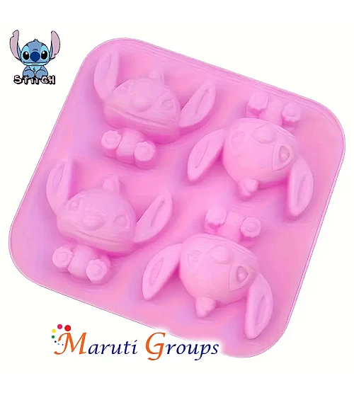 Disney Stitch 3D Silicone Mould – Cartoon Character Mold (4 Cavity, 14cm x 14.5cm)